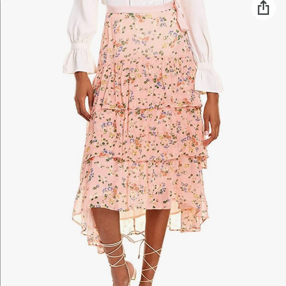 LoveShackFancy Adonis Silk Skirt Pink